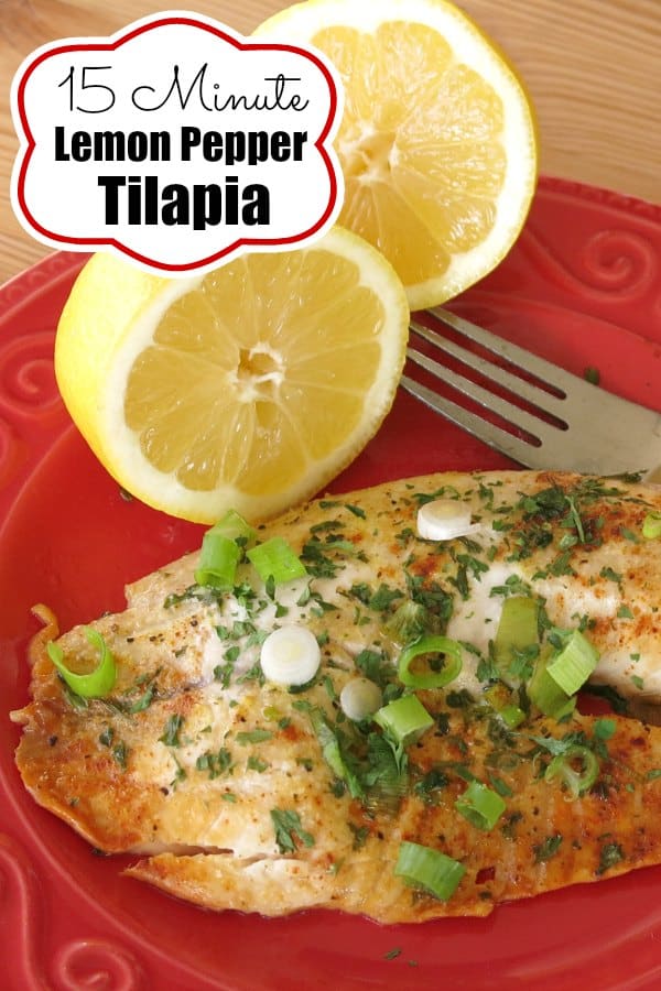 Lemon Pepper Tilapia is low-carb and gluten-free. But, the very best thing about this delicious recipe is that it is ready in 15 minutes! #tilapia #easydinner