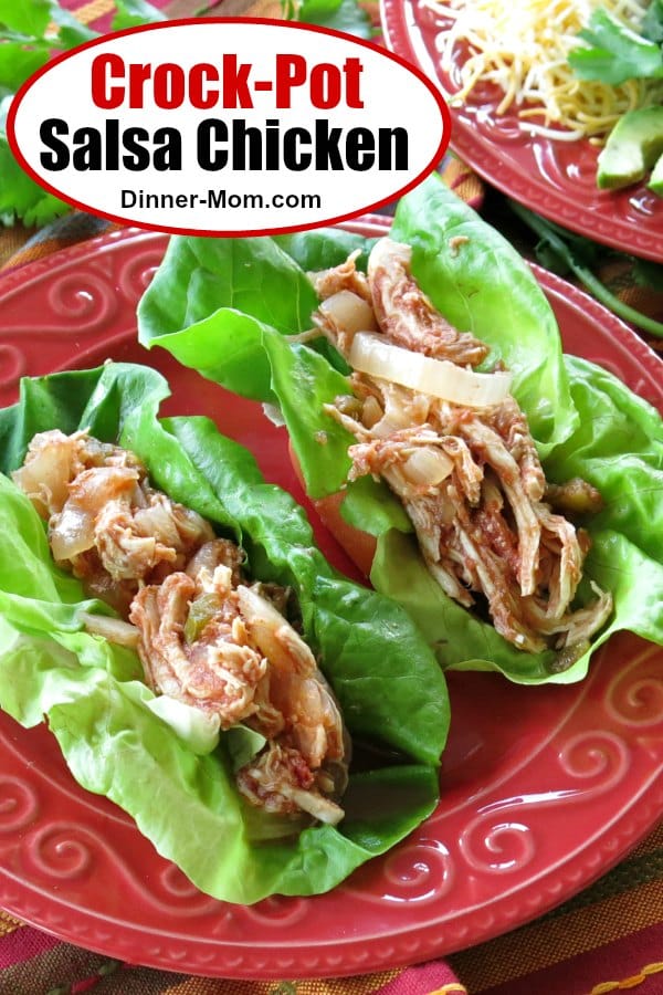 Crock-pot Salsa Chicken with 3 ingredients is a must for your dinner rotation! Make it on Sunday for salads, soups, and rice bowls all week long! #salsachicken #crockpotrecipes