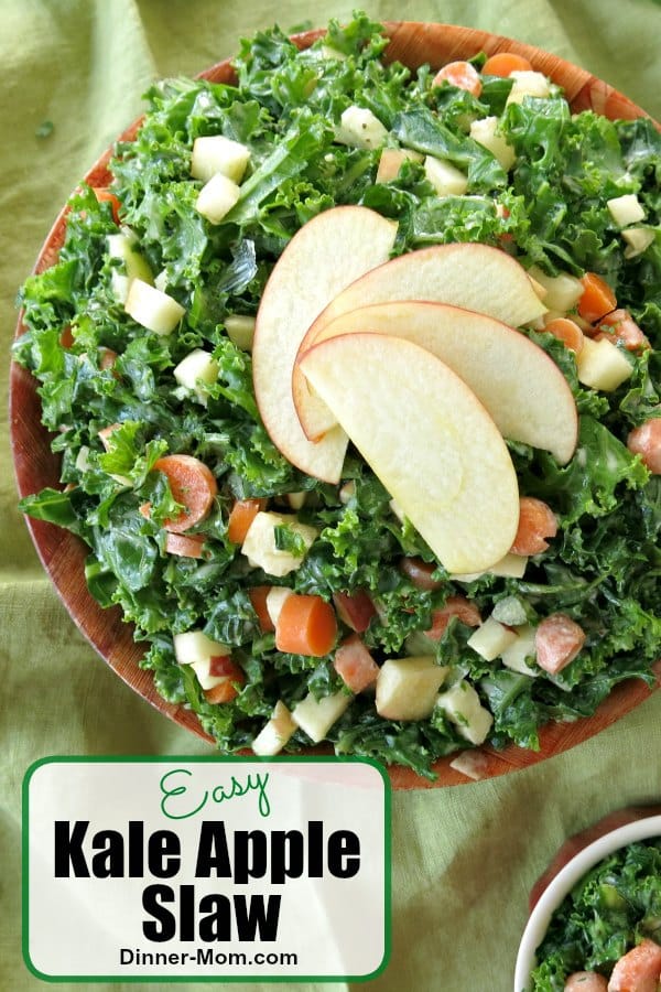 Easy Kale Apple Slaw like you find at Tropical Smoothie Cafe takes minutes to make and you never have to leave the house! #kaleappleslaw #kalesalad