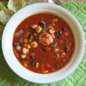 Bowl of shrimp tortilla soup