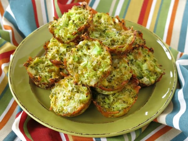 Plate of broccoli cheddar muffins