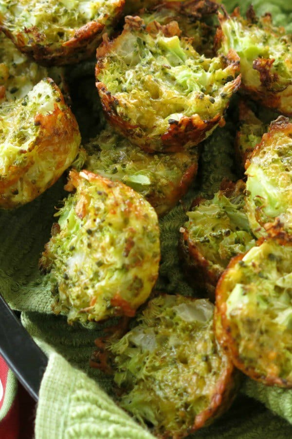 Basket of broccoli and cheese muffins