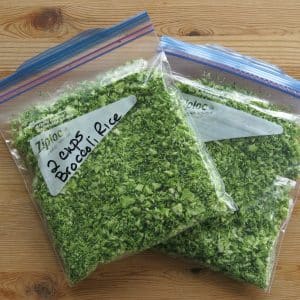 Frozen Riced Broccoli in resealable bags