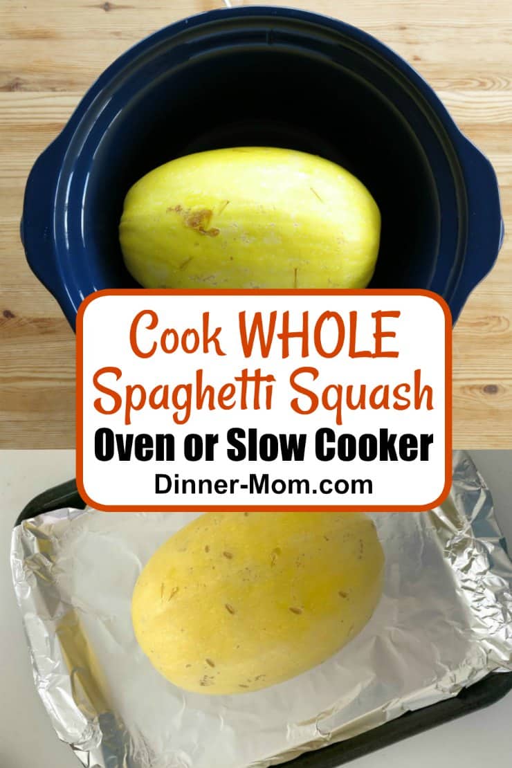 Whole Spaghetti Squash in Slow Cooker and on roasting sheet