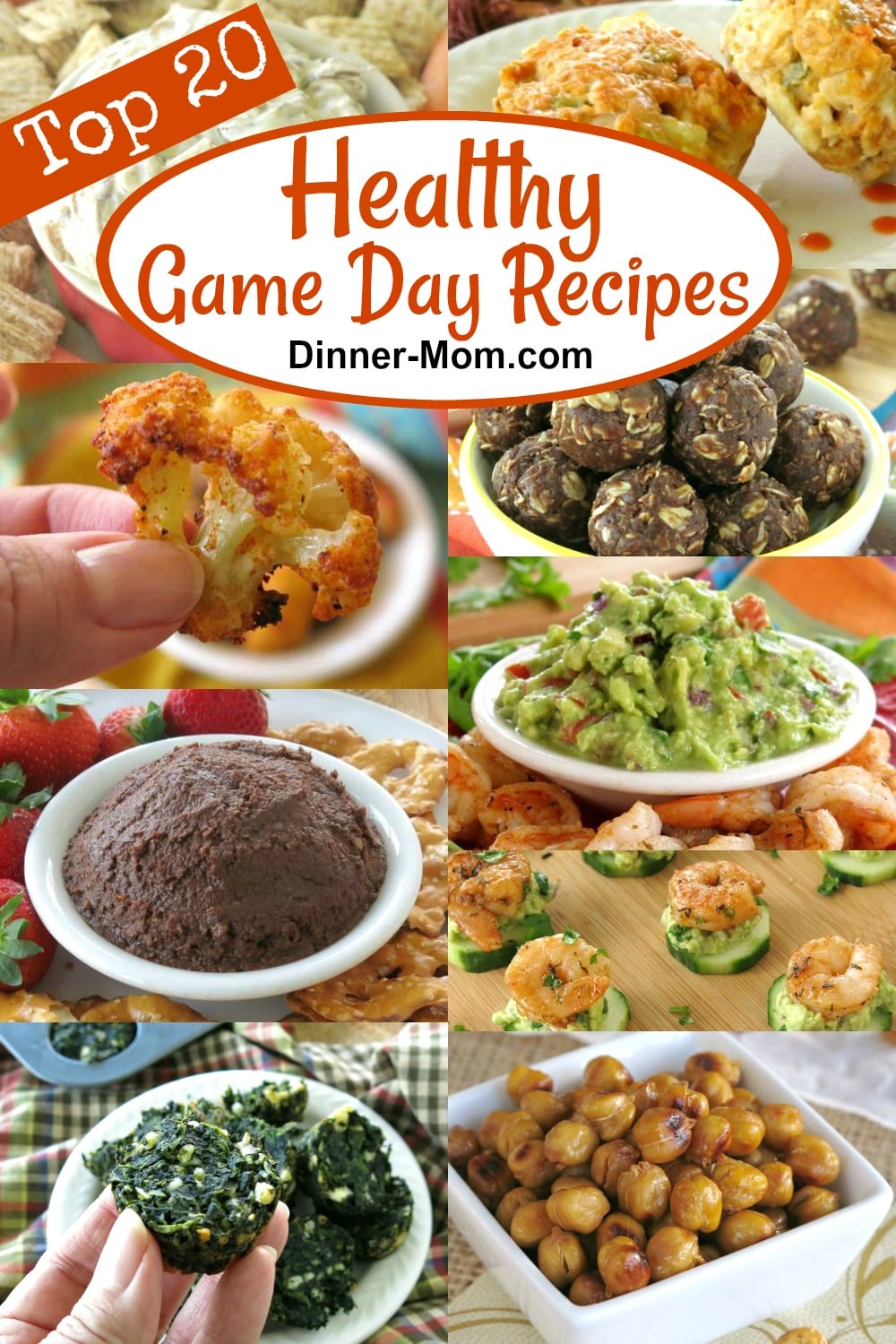 Collage of Top 20 Healthy Game Day Recipes