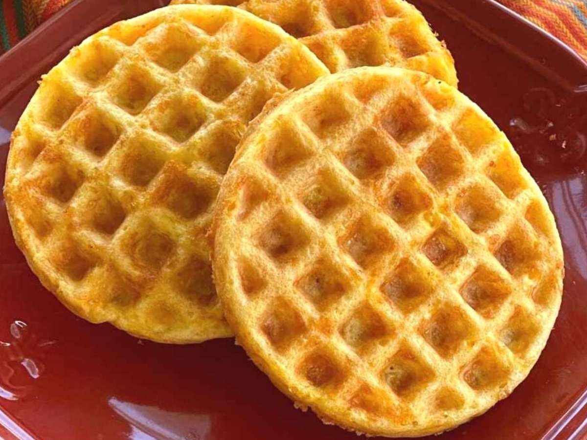 Low-carb chaffles on a plate.