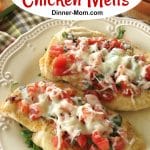 Bruschetta Chicken Melts on plate