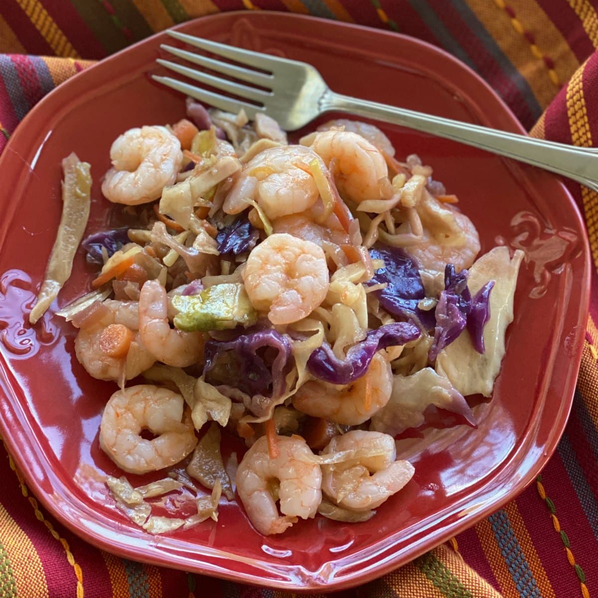 Shrimp Egg Roll in a bowl with fork