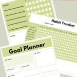 Collage of goal planner and habit trackers