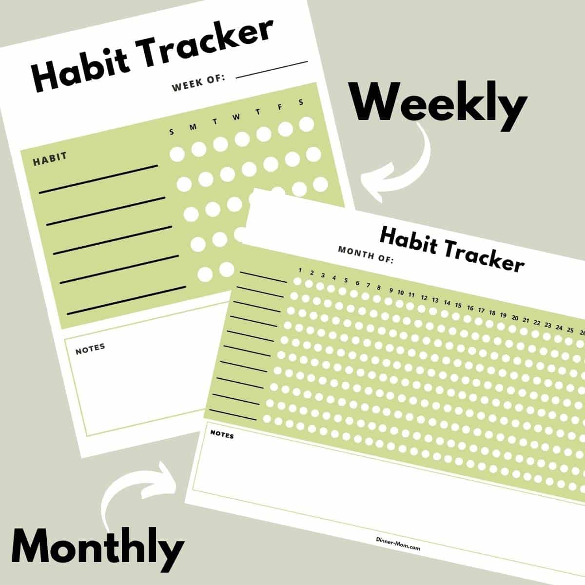 Collage with weekly and Monthly habit trackers