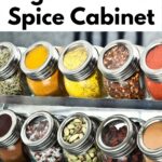 Spice in a rack with text that says "How to Organize Your Spice Cabinet"