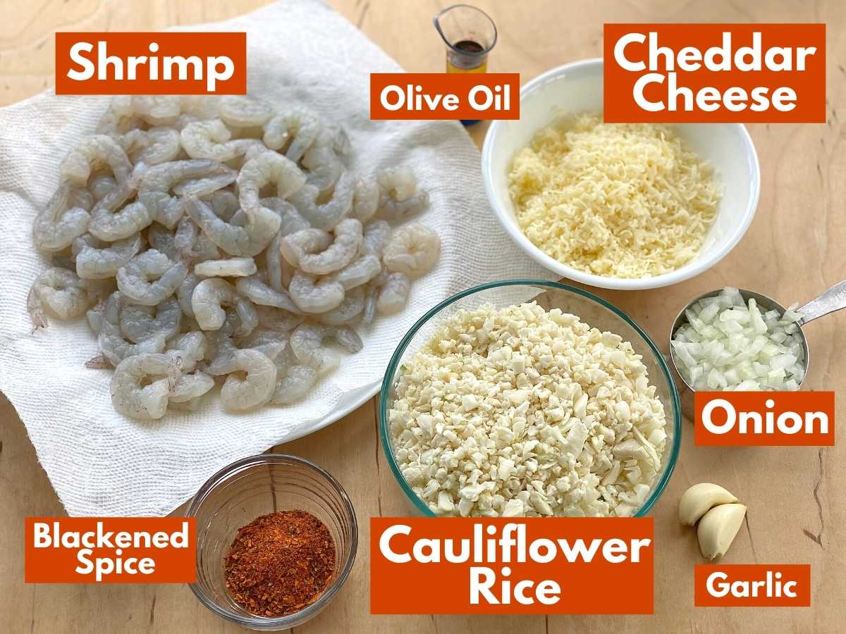 Graphic with each ingredient to prepare the recipe along with a label.