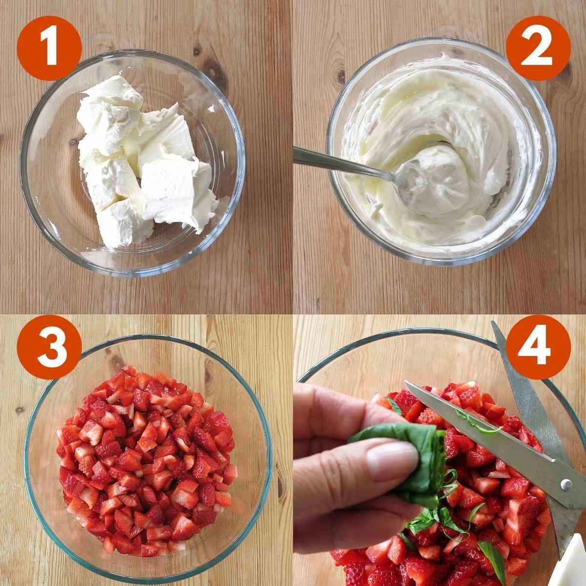 Numbered graphic of steps 1 through 4 to make recipe.