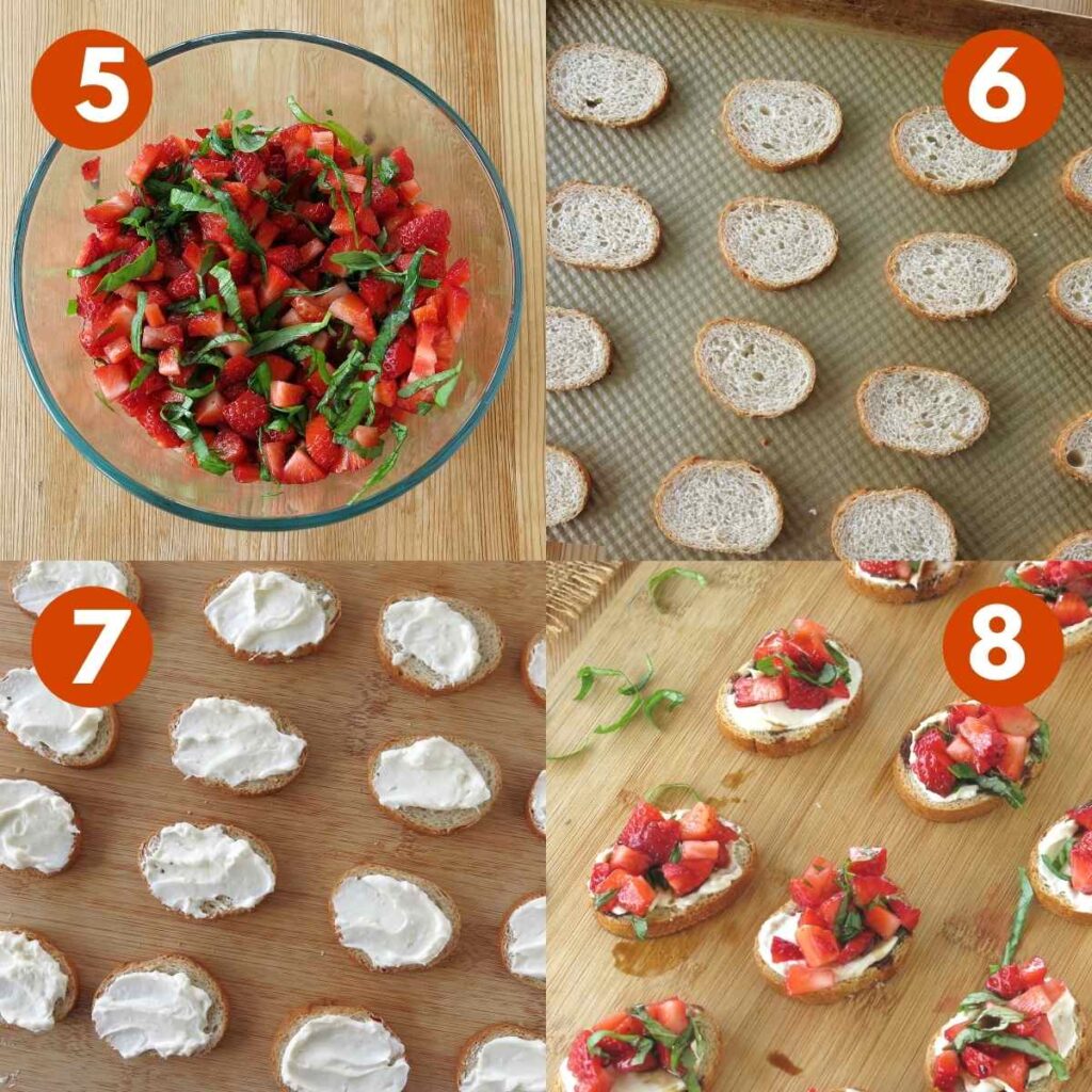 Numbered graphic of steps 4-8 to make recipe.