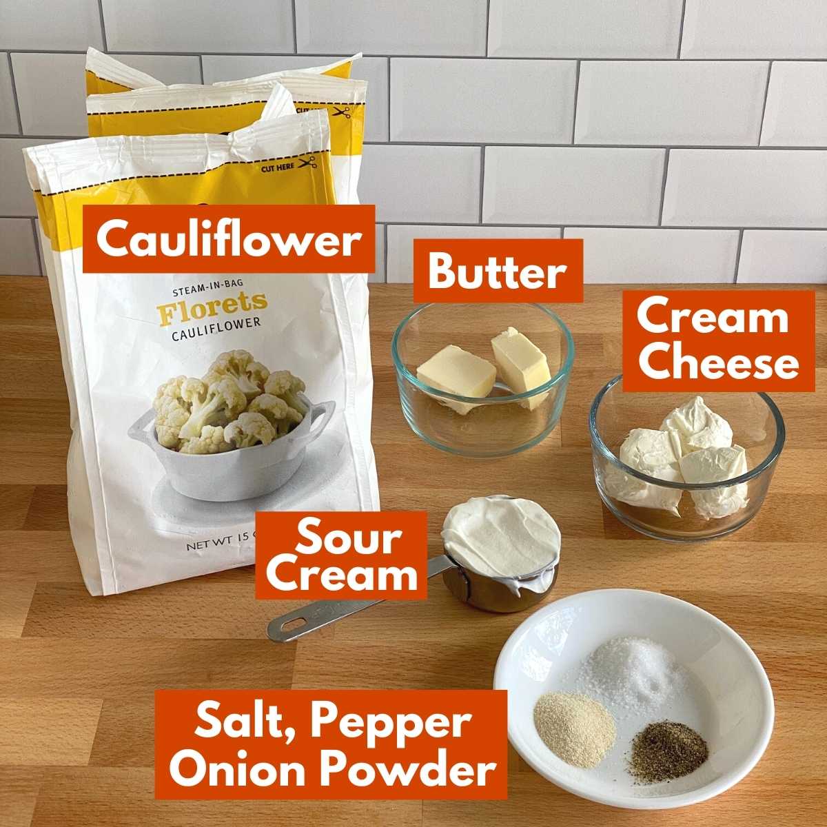 Graphic of ingredients to make recipe with labels.