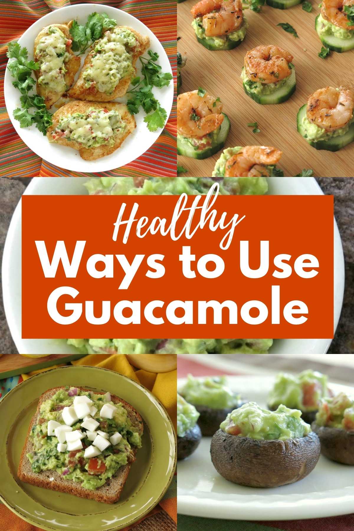 Collage of healthy ways to use guacamole.