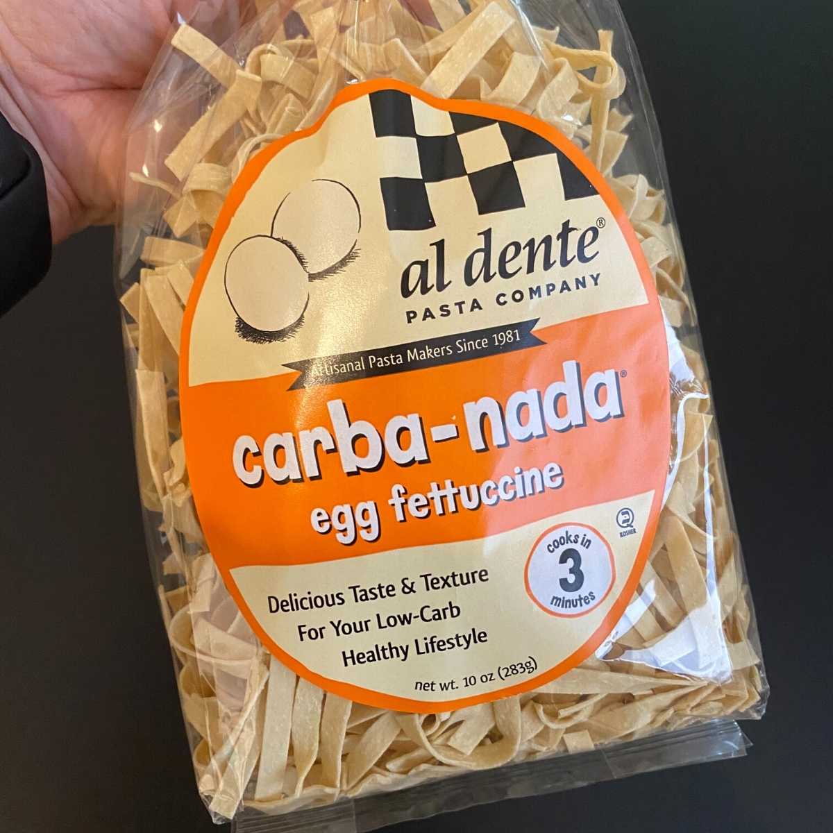 Bag of carba-nada egg fettuccine.