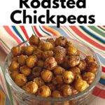 Bowl of sweet spicy roasted chickpeas.