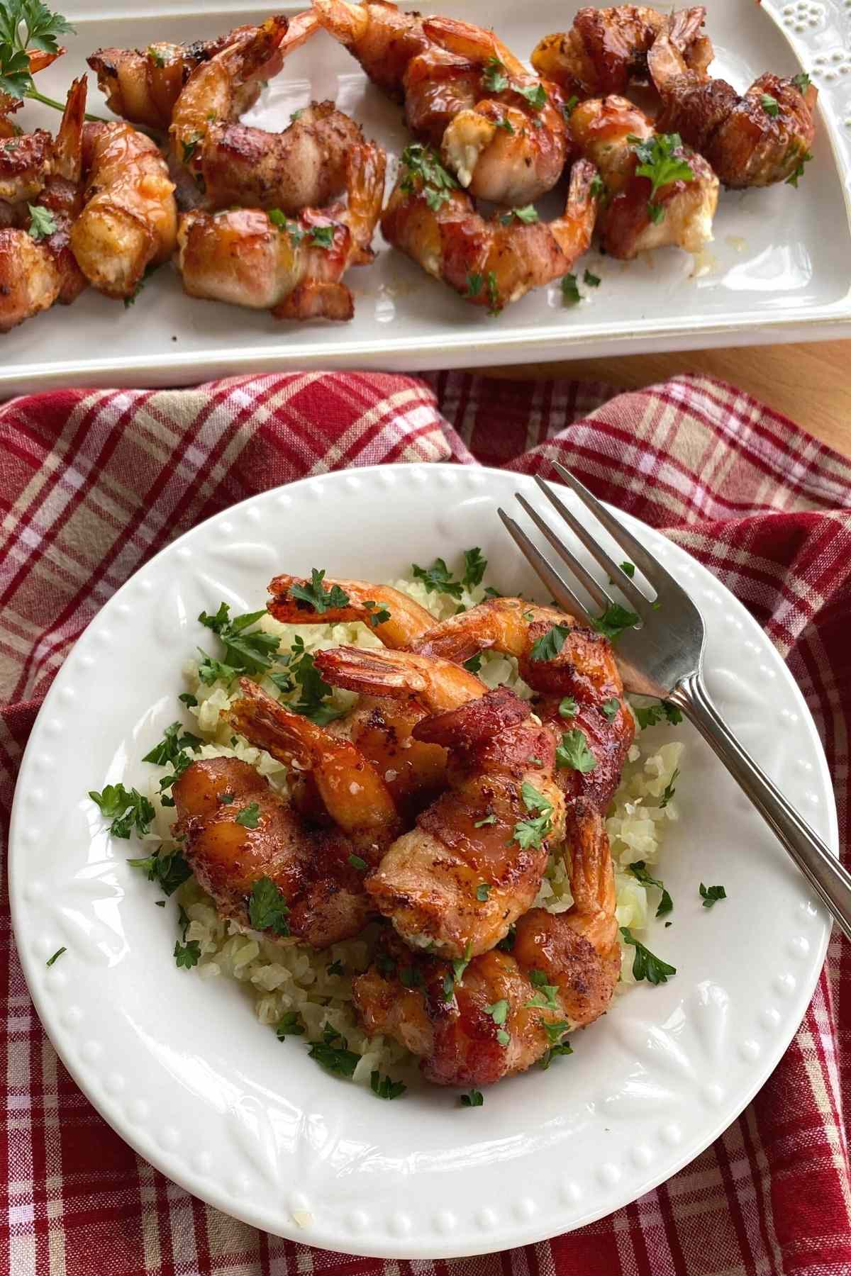 Voodoo Shrimp over cauliflower grits.