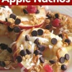 Healthy apple nachos on a plate.