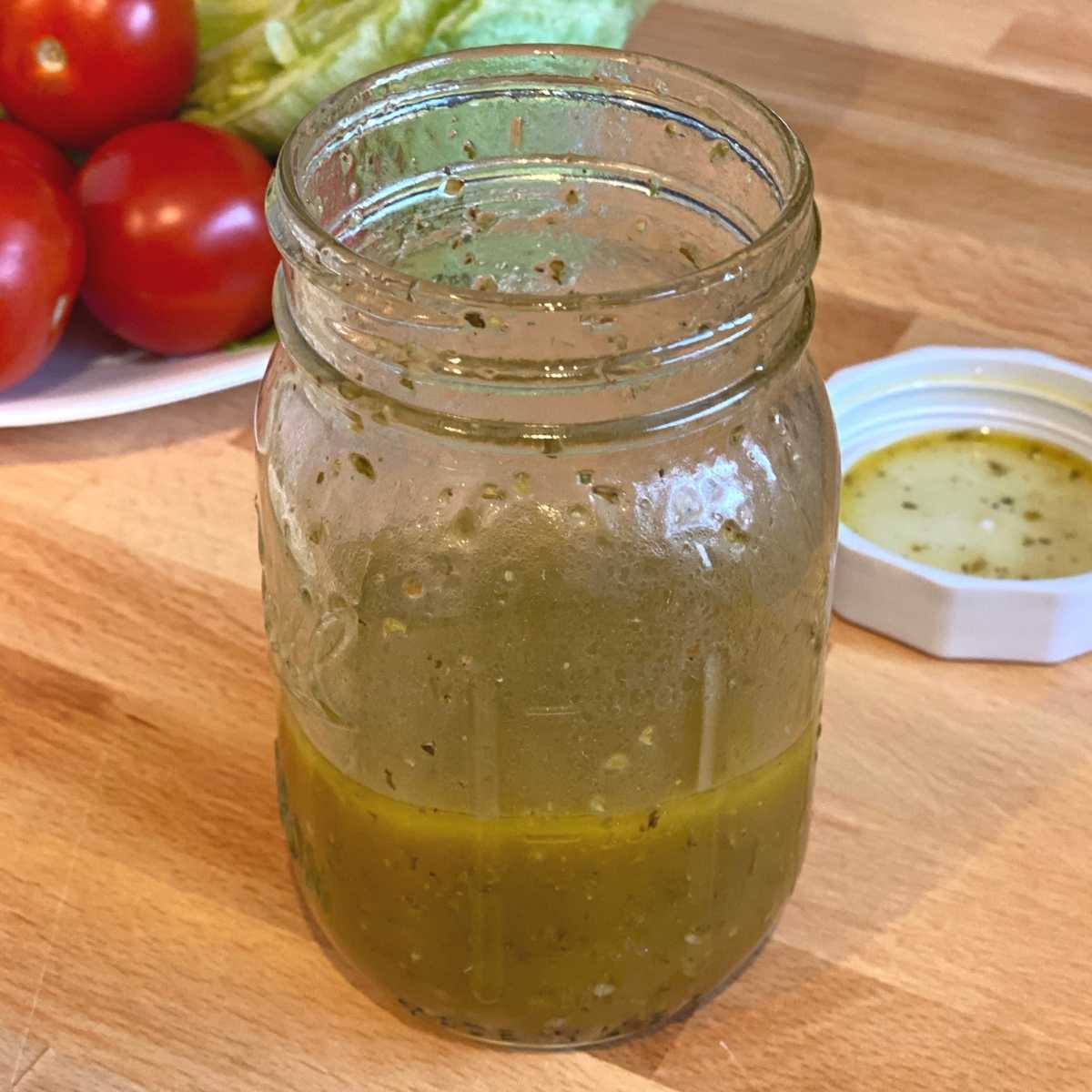 Homemade 1905 Salad Dressing in a mason jar.