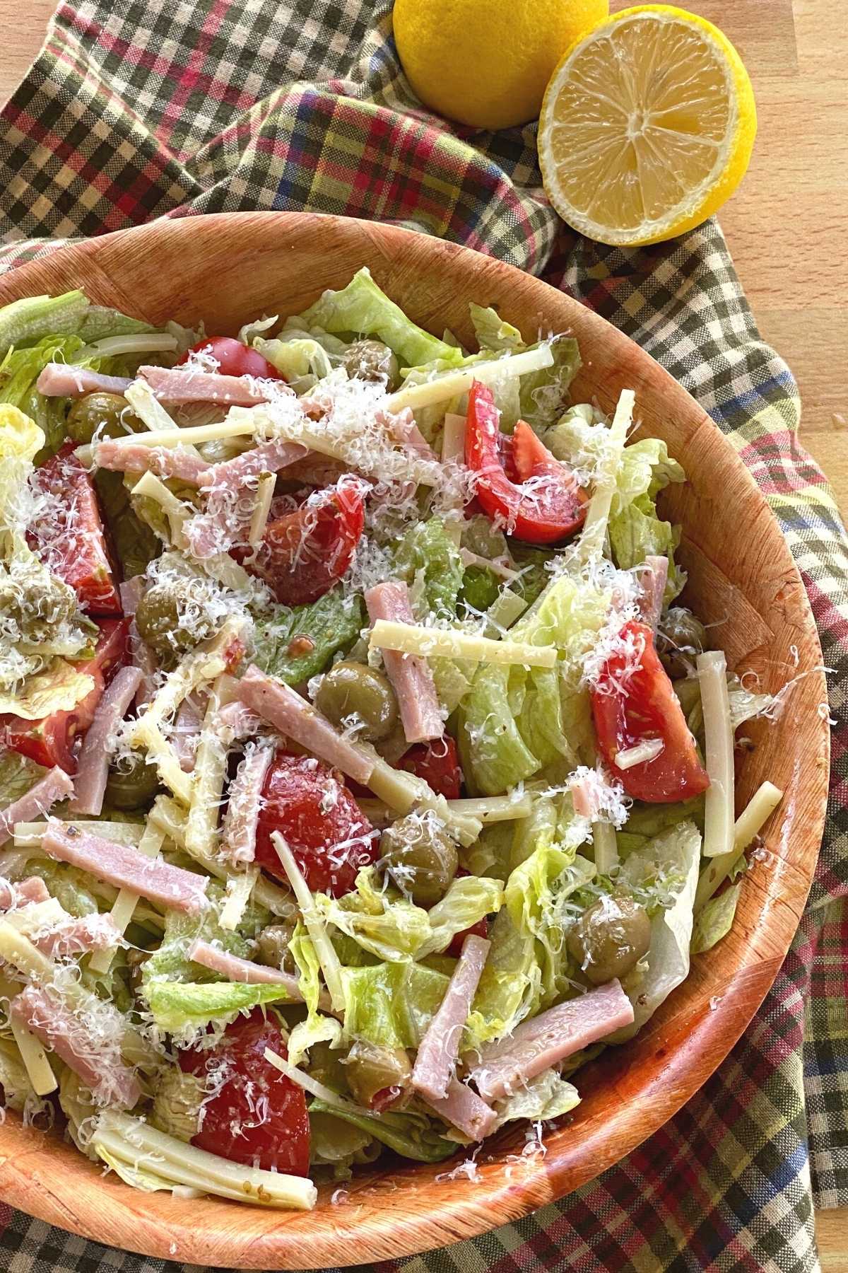 Copycat 1905 Salad and dressing in a large bowl.