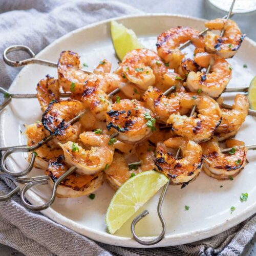Marinated margarita shrimp that has been cooked on the grill.