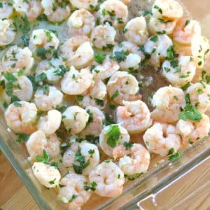 Costco Copycat Cilantro Lime Shrimp in serving dish.