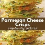 Stack of baked Parmesan Cheese crisps.