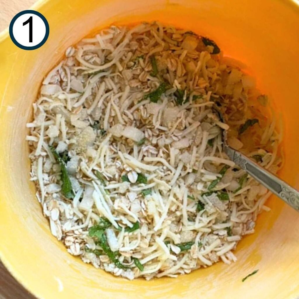 Dry ingredients mixed together in a large bowl.